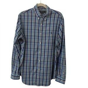 Ralph Lauren Performance Blue and Green Plaid Button-Down Oxford Shirt L